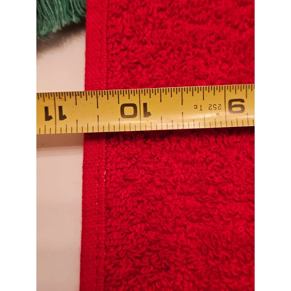 Vintage Cannon Christmas Hand Towels Set 4 Red Green Embroidered Fringed USA